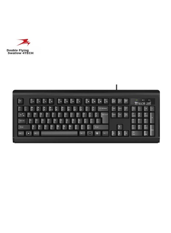 A4tech Kb-8a Wired Keyboard, Office Typing Dedicated Desktop And Laptop External Membrane Keyboard, Usb Interface, Black - Image 1
