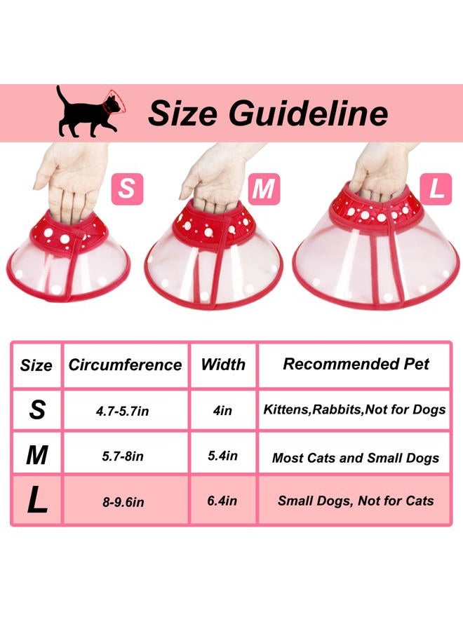 Dog Cones for Small Dogs, Adjustable 8-9.6 Inches Soft Lightweight Elizabethan Collar for Small Dogs and Large Cats to Stop Licking Wounds After Surgery(Red)