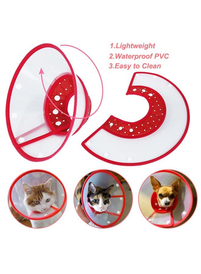 Dog Cones for Small Dogs, Adjustable 8-9.6 Inches Soft Lightweight Elizabethan Collar for Small Dogs and Large Cats to Stop Licking Wounds After Surgery(Red)