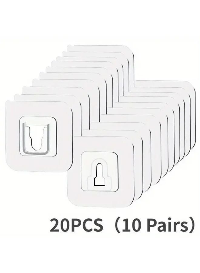 10 أزواج من مشابك الربط القوية، خطافات بلاستيكية مثبتة على الحائط، منظمة للمفاتيح بدون حفر، لتخزين وتوجيه الأسلاك - Image 2