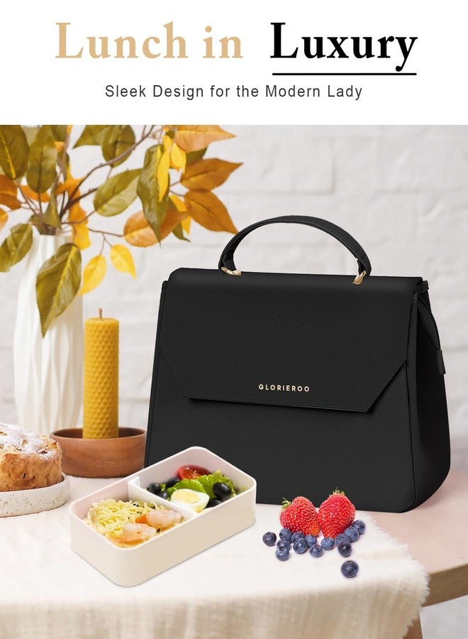 GLORIEROO Luxury Lunch Box Women - Adult Vegan Leather Lunch Bag with for Work - Image 2