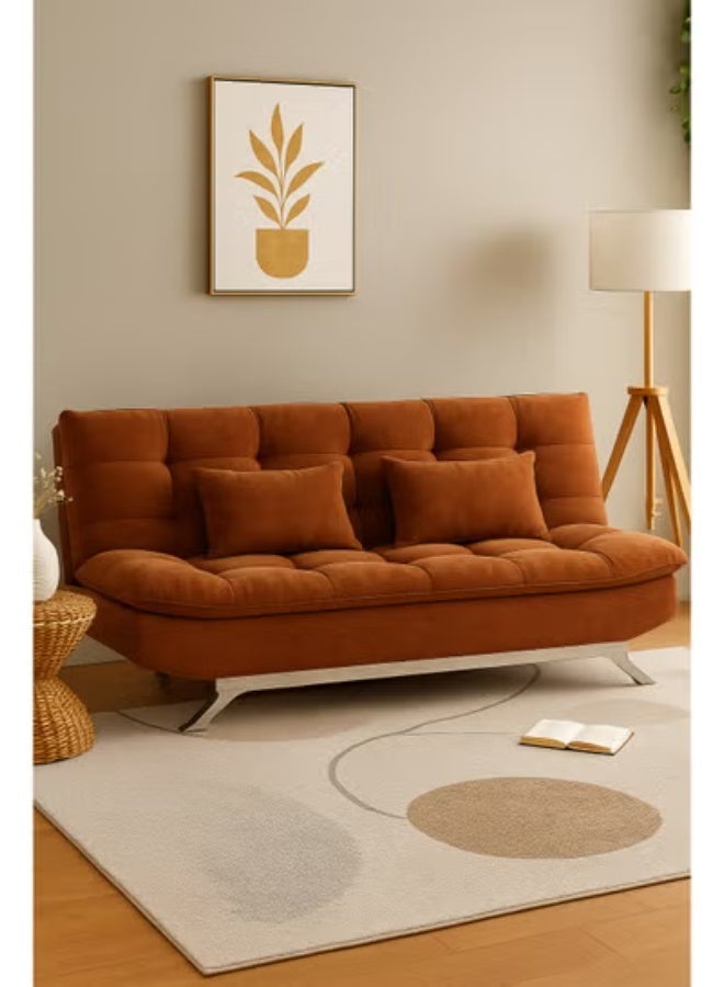 Harmony Home أريكة سرير من قماش السويد هارموني هوم – أريكة سرير قابلة للطي والتحويل بتصميم مدمج يوفر المساحة لغرفة المعيشة، الشقة، السكن الجامعي والمكتب - بني - Image 1