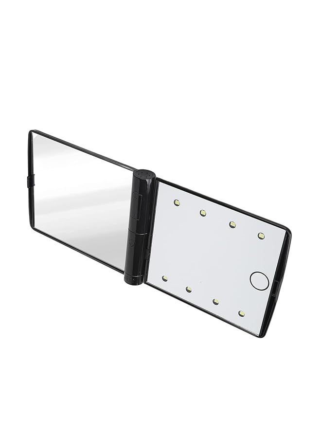 erorex Lighted Makeup Mirror Foldable Dimming 8Pcs Light Chips Portable Led Double Sided Cosmetic Mirror For Outdoor Black - Image 2