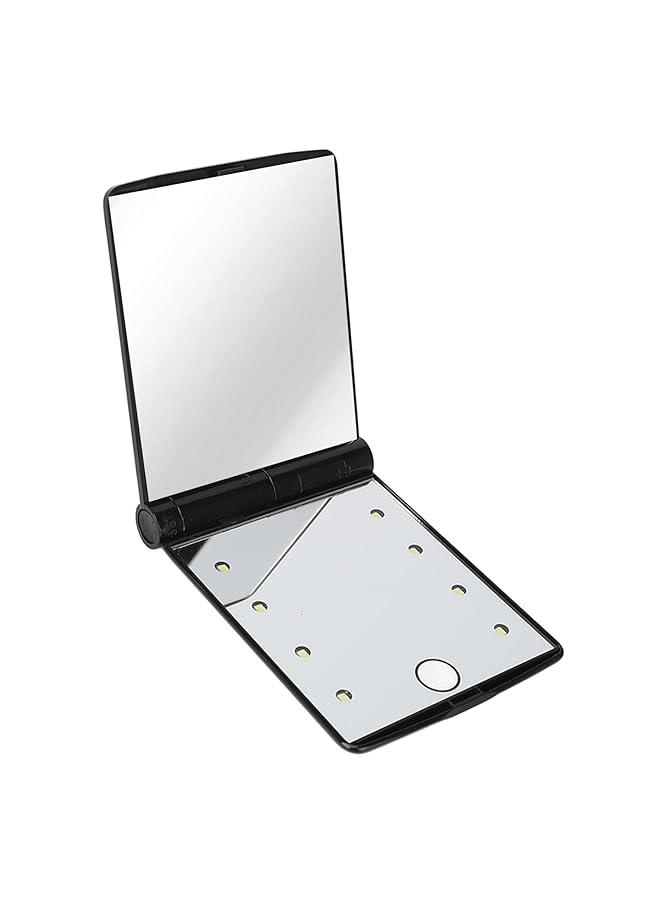 erorex Lighted Makeup Mirror Foldable Dimming 8Pcs Light Chips Portable Led Double Sided Cosmetic Mirror For Outdoor Black - Image 1