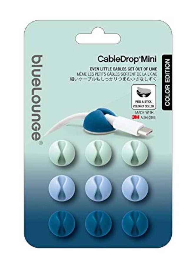 blueLounge CableDrop Mini, 9pcs - Ombre Blue - Image 1