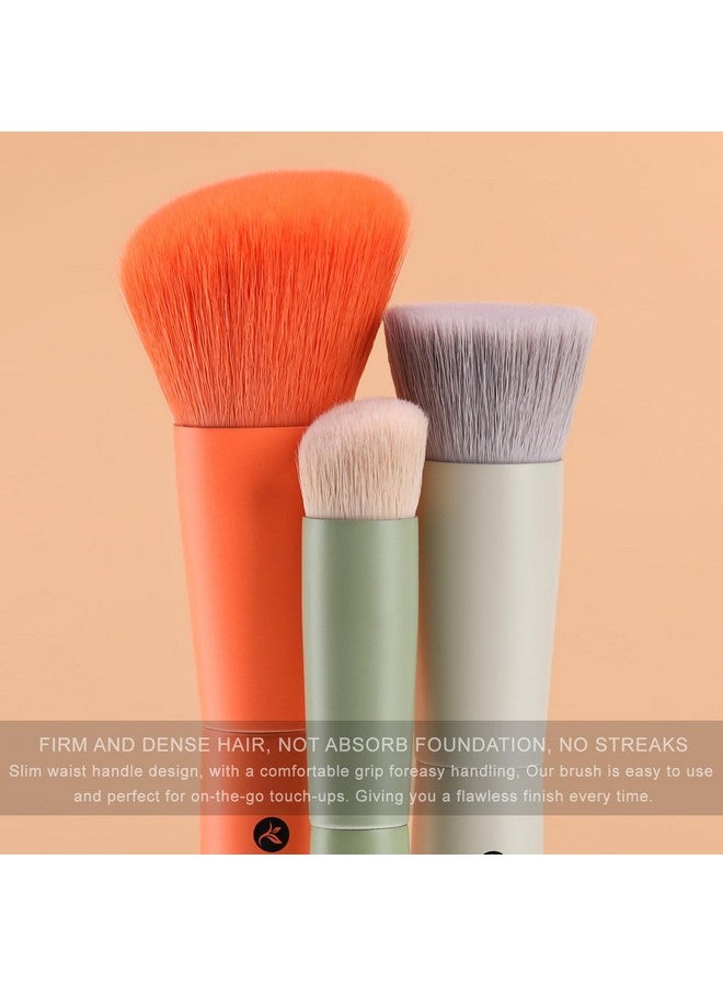 KingMas 3Pcs Foundation Brush Contour Concealer Brush Set, Under Eye & Blusher Brush Kabuki Makeup Brushes For Face Blush Bronzer Travel Buffing Stippling Contour Powder Liquid Blending Makeup Brush - Image 1