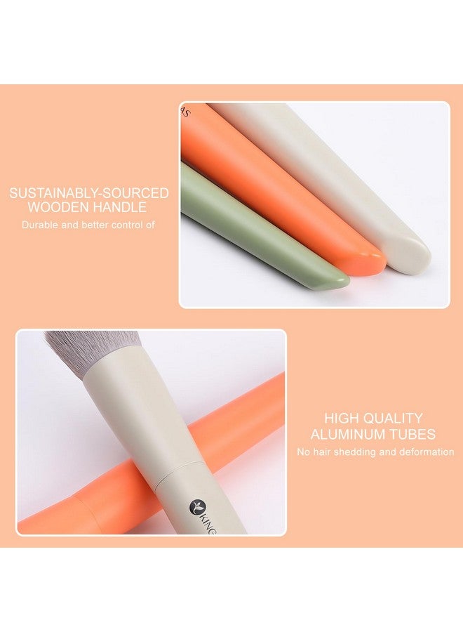 KingMas 3Pcs Foundation Brush Contour Concealer Brush Set, Under Eye & Blusher Brush Kabuki Makeup Brushes For Face Blush Bronzer Travel Buffing Stippling Contour Powder Liquid Blending Makeup Brush - Image 2
