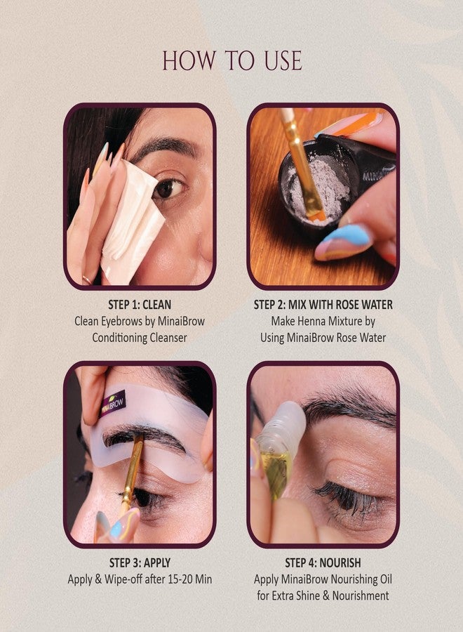 MinaiBrow Tint Kit Natural Spot Coloring Brow Tinting Powder (Black) with Eyebrow Nourishing Oil (10 ML) and Mascara brush - Image 3