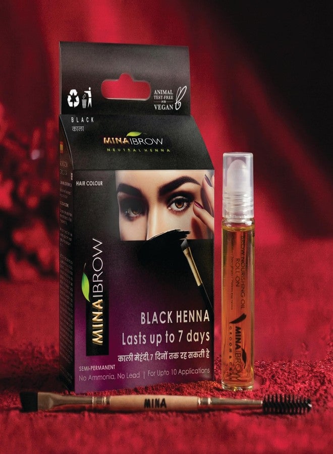 MinaiBrow Tint Kit Natural Spot Coloring Brow Tinting Powder (Black) with Eyebrow Nourishing Oil (10 ML) and Mascara brush - Image 5