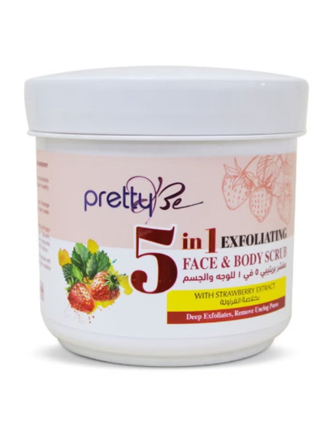 prettyBe 5 in 1 Exfoliating Face & Body Scrub With Strawberry Extract 550ml - Image 1