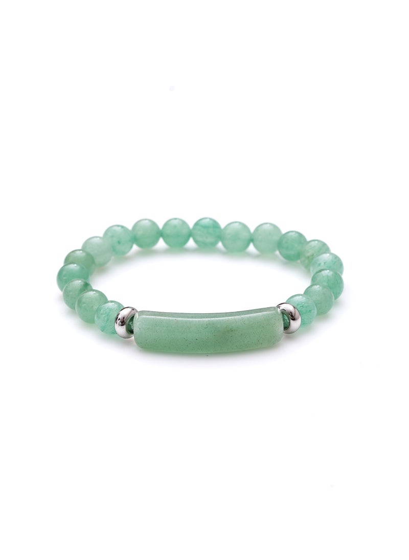 Subhati Bracelet with Green Aventurine Stone | 8 MM Beads - 18 | Metal Parts  - Image 1