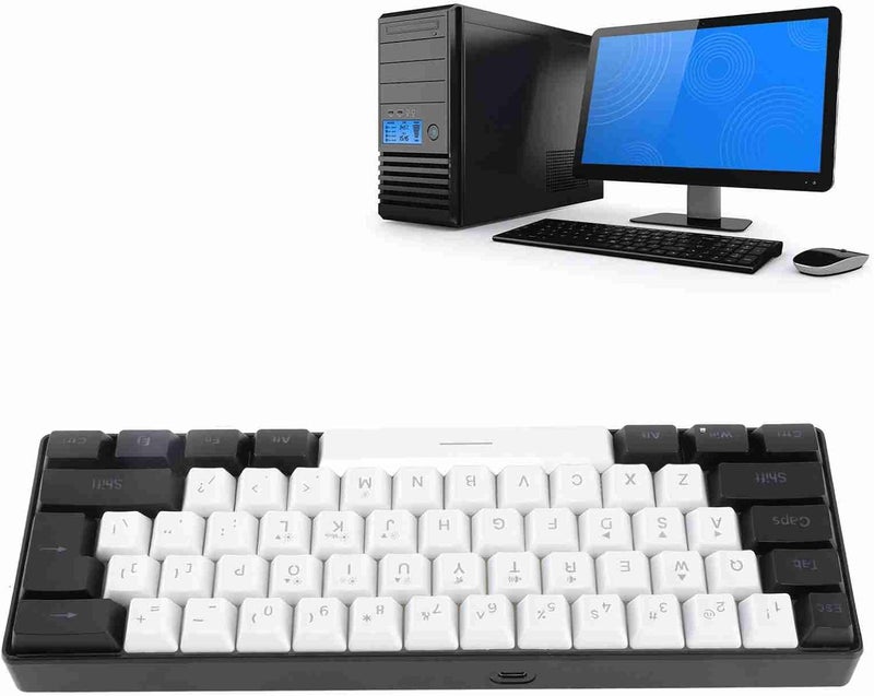 لوحة مفاتيح ميني RGB، لوحة مفاتيح ميني مدمجة للغاية بإضاءة خلفية RGB، لوحة مفاتيح للألعاب، لوحة مفاتيح مدمجة للغاية بـ 61 مفتاحًا RGB للمكتب وألعاب الكمبيوتر والكتابة والسفر (أبيض) - Image 4