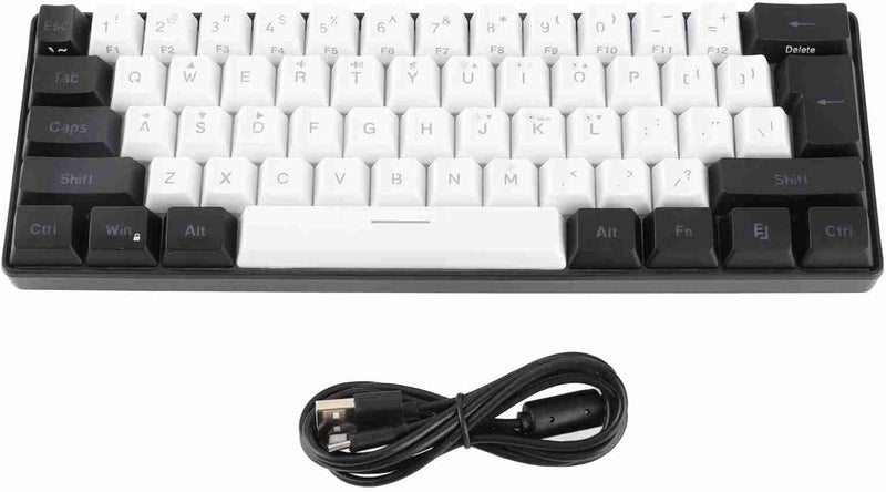 لوحة مفاتيح ميني RGB، لوحة مفاتيح ميني مدمجة للغاية بإضاءة خلفية RGB، لوحة مفاتيح للألعاب، لوحة مفاتيح مدمجة للغاية بـ 61 مفتاحًا RGB للمكتب وألعاب الكمبيوتر والكتابة والسفر (أبيض) - Image 1