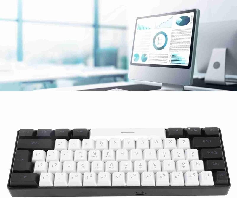 لوحة مفاتيح ميني RGB، لوحة مفاتيح ميني مدمجة للغاية بإضاءة خلفية RGB، لوحة مفاتيح للألعاب، لوحة مفاتيح مدمجة للغاية بـ 61 مفتاحًا RGB للمكتب وألعاب الكمبيوتر والكتابة والسفر (أبيض) - Image 3
