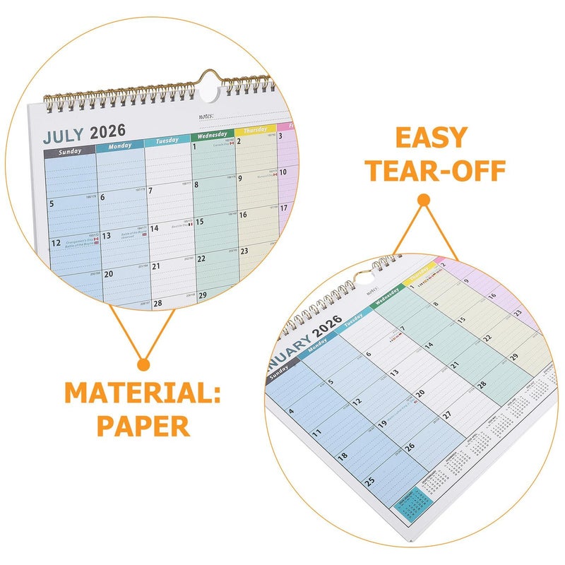 2025 2026 18 Month Wall Calendar with Thick Paper and Multinational Holidays for Home Office - Image 4