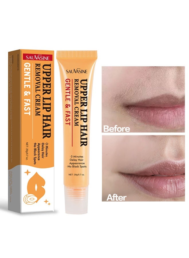 SAUVASINE Upper Lip Hair Removal Cream, Orange Facial Hair Removal Cream for Upper Lip and Chin for Women, Womens Facial Hair Remover for Sensitive Skin, Gentle and Non-irritating - Image 1