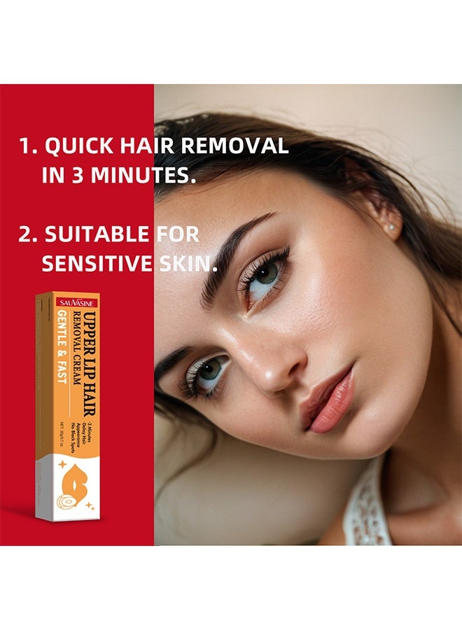 SAUVASINE Upper Lip Hair Removal Cream, Orange Facial Hair Removal Cream for Upper Lip and Chin for Women, Womens Facial Hair Remover for Sensitive Skin, Gentle and Non-irritating - Image 5
