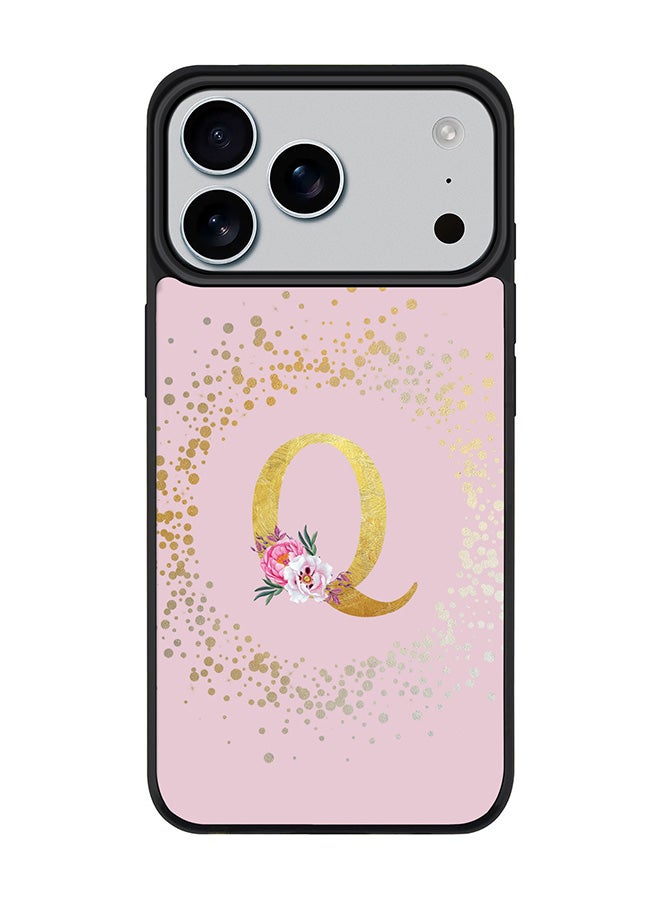 Stylizedd iPhone 17 Pro Max Case, [Compatible with MagSafe] Slim Magnetic cover Phone Case iPhone 17 Pro Max -Custom Monogram Floral - Q  (Pink ) - Image 1
