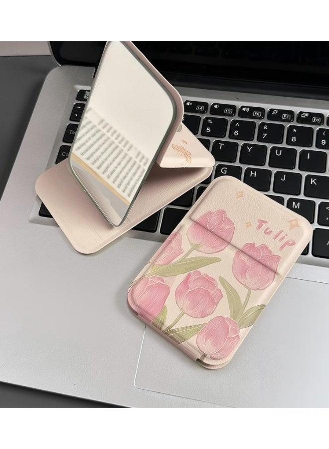 New Tulip-Shaped Cartoon High-Value Folding Mirror for Makeup Touch-Ups and Students - Image 3