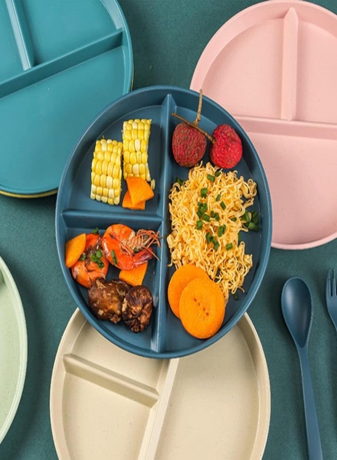 LRUUIDDE Unbreakable Divided Dinner Plate Set of 5, Wheat Straw Plates BPA Free 9 Inch, Portion Control Plate Healthy Eating & Bariatric Diet Divided Plates, Dinner Diet Plates for Kids - Image 3