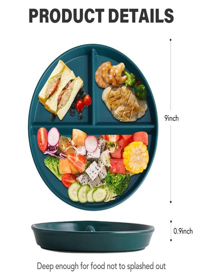 LRUUIDDE Unbreakable Divided Dinner Plate Set of 5, Wheat Straw Plates BPA Free 9 Inch, Portion Control Plate Healthy Eating & Bariatric Diet Divided Plates, Dinner Diet Plates for Kids - Image 5