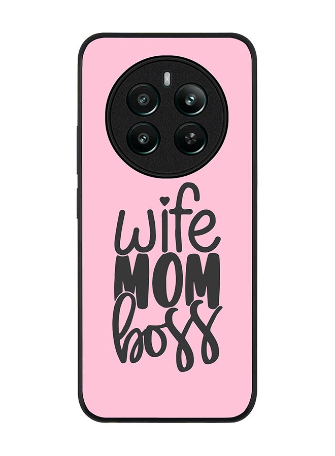 Stylizedd Rugged Black edge case for Realme 12 Plus 5G / Realme 12 4G, Slim fit Soft Case Flexible Anti Drop TPU Gel Thin Cover -  Wife Mom Boss - Image 1