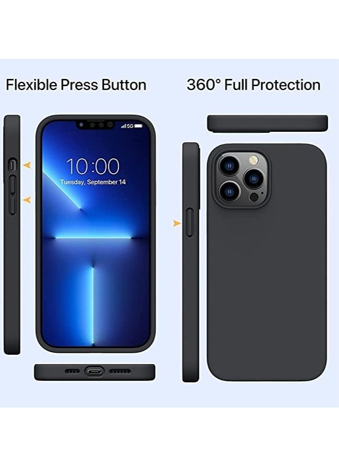 غطاء آيفون 13 برو ماكس 6.7 بوصة، غطاء واقي من السيليكون مع بطانة ميكروفايبر ناعمة، غطاء رفيع مضاد للخدش لغطاء آيفون 13 برو ماكس (أسود) - Image 3