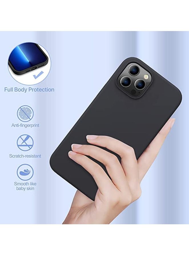 غطاء آيفون 13 برو ماكس 6.7 بوصة، غطاء واقي من السيليكون مع بطانة ميكروفايبر ناعمة، غطاء رفيع مضاد للخدش لغطاء آيفون 13 برو ماكس (أسود) - Image 2