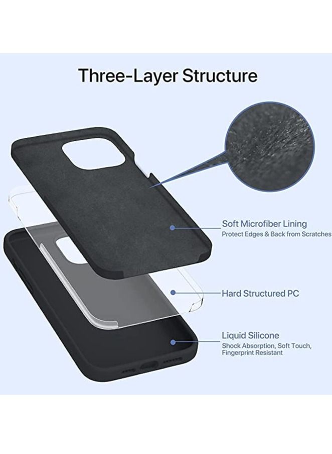 غطاء آيفون 13 برو ماكس 6.7 بوصة، غطاء واقي من السيليكون مع بطانة ميكروفايبر ناعمة، غطاء رفيع مضاد للخدش لغطاء آيفون 13 برو ماكس (أسود) - Image 5
