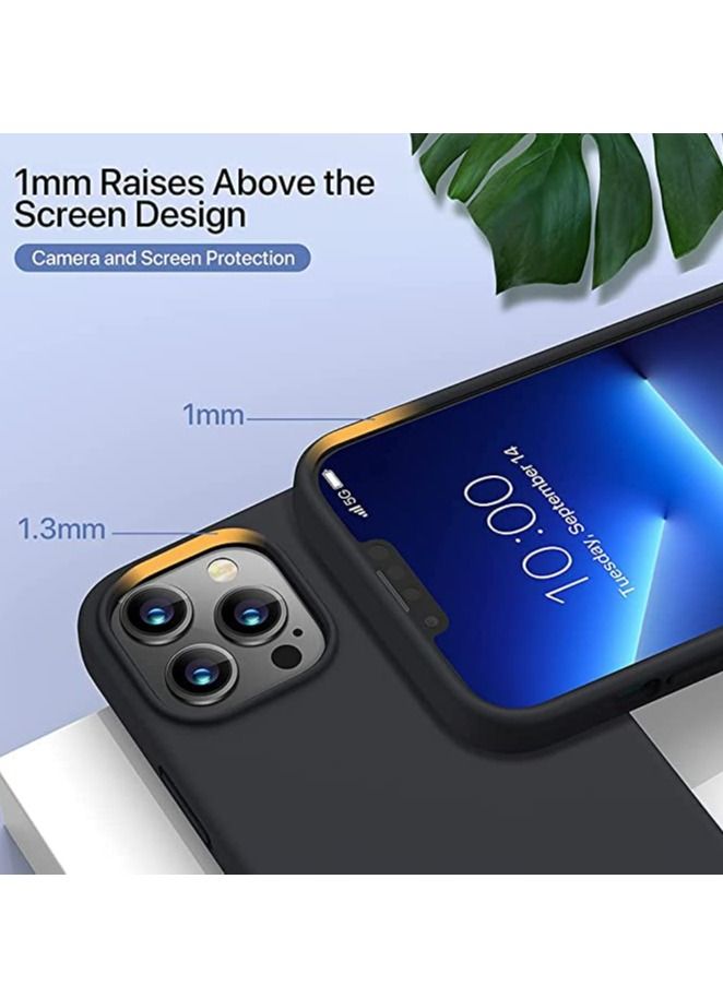 غطاء آيفون 13 برو ماكس 6.7 بوصة، غطاء واقي من السيليكون مع بطانة ميكروفايبر ناعمة، غطاء رفيع مضاد للخدش لغطاء آيفون 13 برو ماكس (أسود) - Image 4