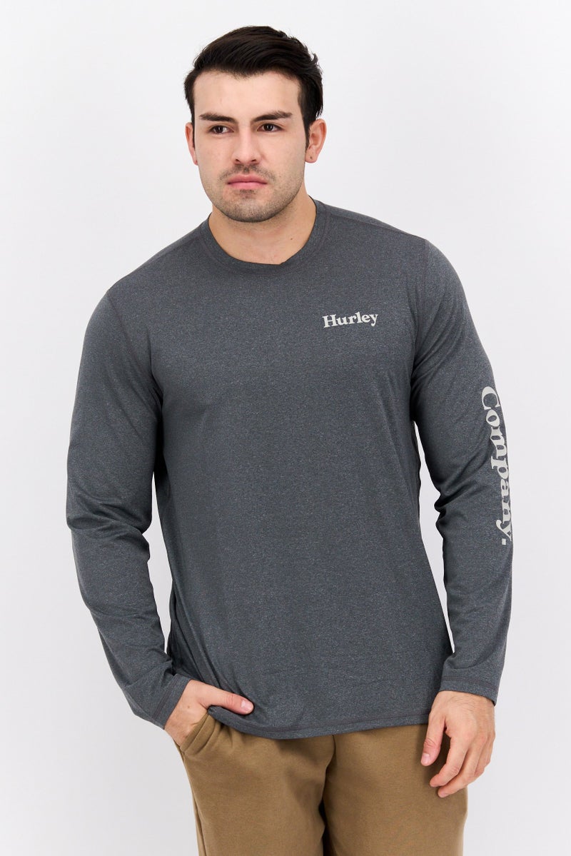 Hurley Men Sportswear Fit Long Sleeve Outdoor T-Shirt, Charcoal  - Image 1