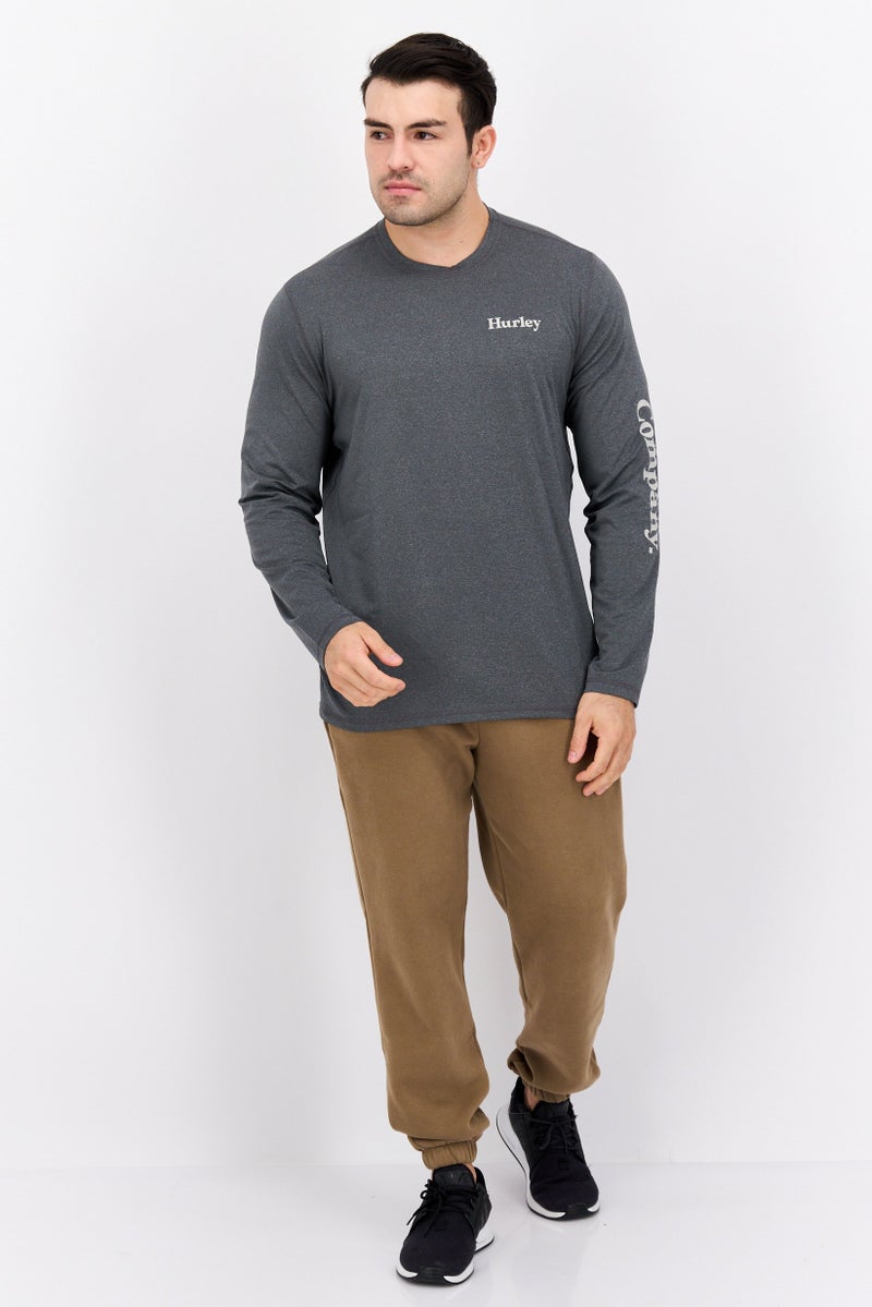 Hurley Men Sportswear Fit Long Sleeve Outdoor T-Shirt, Charcoal  - Image 4