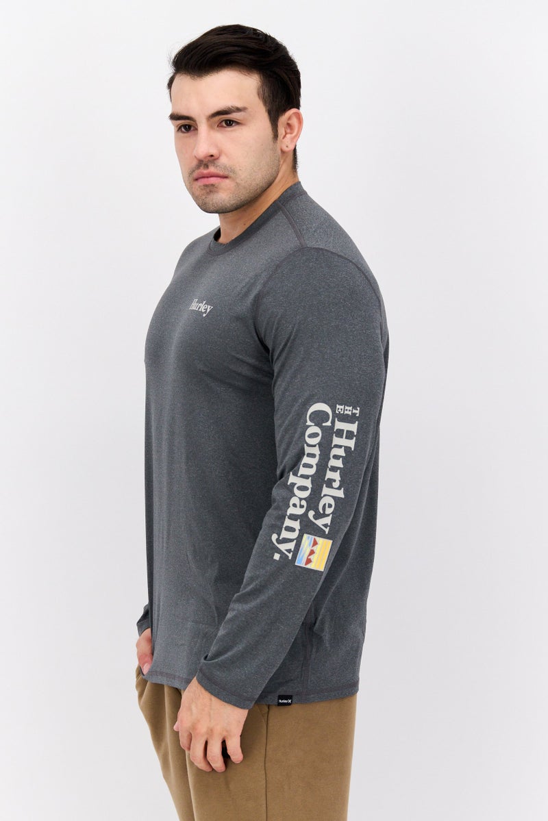 Hurley Men Sportswear Fit Long Sleeve Outdoor T-Shirt, Charcoal  - Image 2