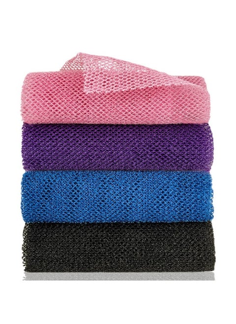 African Exfoliating Net 4 Pieces African Net Sponge Nylon African Bath Sponge Net African Net Long Net Bath Sponge Shower Body Scrubber