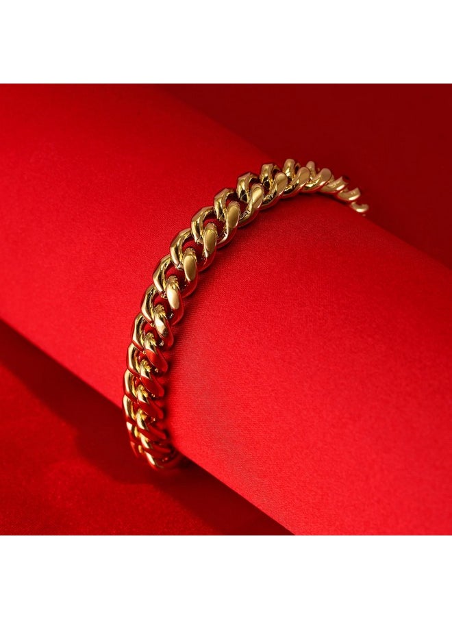 Lifetime Jewelry LIFETIME JEWELRY 9mm Miami Curb Cuban Link Chain Bracelet 24k Real Gold Plated (Gold, 8 inches)  - Image 4