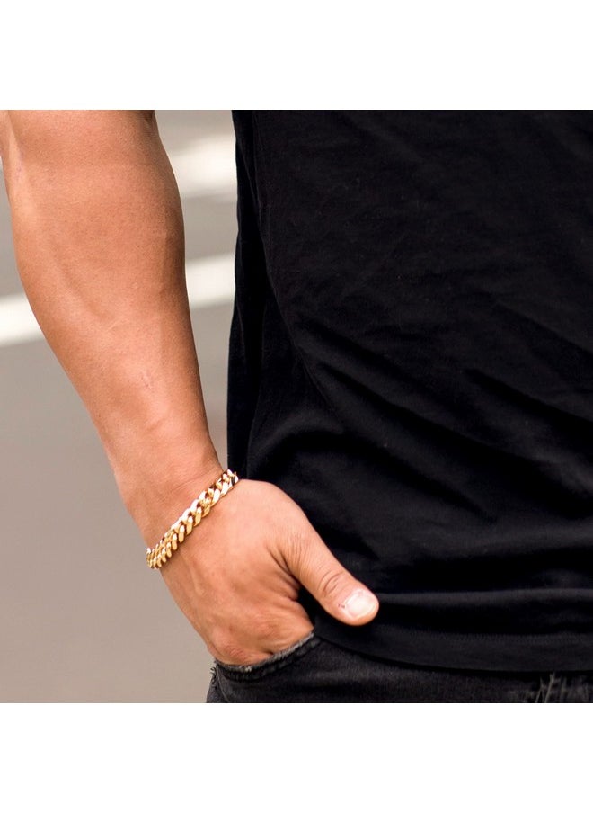 Lifetime Jewelry LIFETIME JEWELRY 9mm Miami Curb Cuban Link Chain Bracelet 24k Real Gold Plated (Gold, 8 inches)  - Image 2