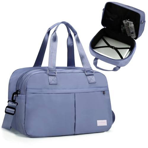 Outplea 2335L Expandable Travel Duffel Bag for Men Women Waterproof Carry on Weekender Bag with Wet Pocket Misty Blue - Image 1