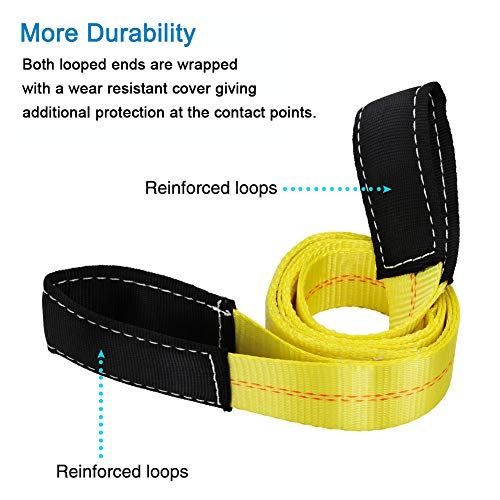 Trekassy 2 Pack 6' x 2" Lifting Sling Straps, 6ft Lifting Straps with 9,400 lbs Basket Rated Capacity, Heavy Duty Nylon Tree Saver Recovery Strap Web - Image 4