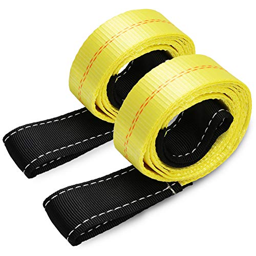 Trekassy 2 Pack 6' x 2" Lifting Sling Straps, 6ft Lifting Straps with 9,400 lbs Basket Rated Capacity, Heavy Duty Nylon Tree Saver Recovery Strap Web - Image 1