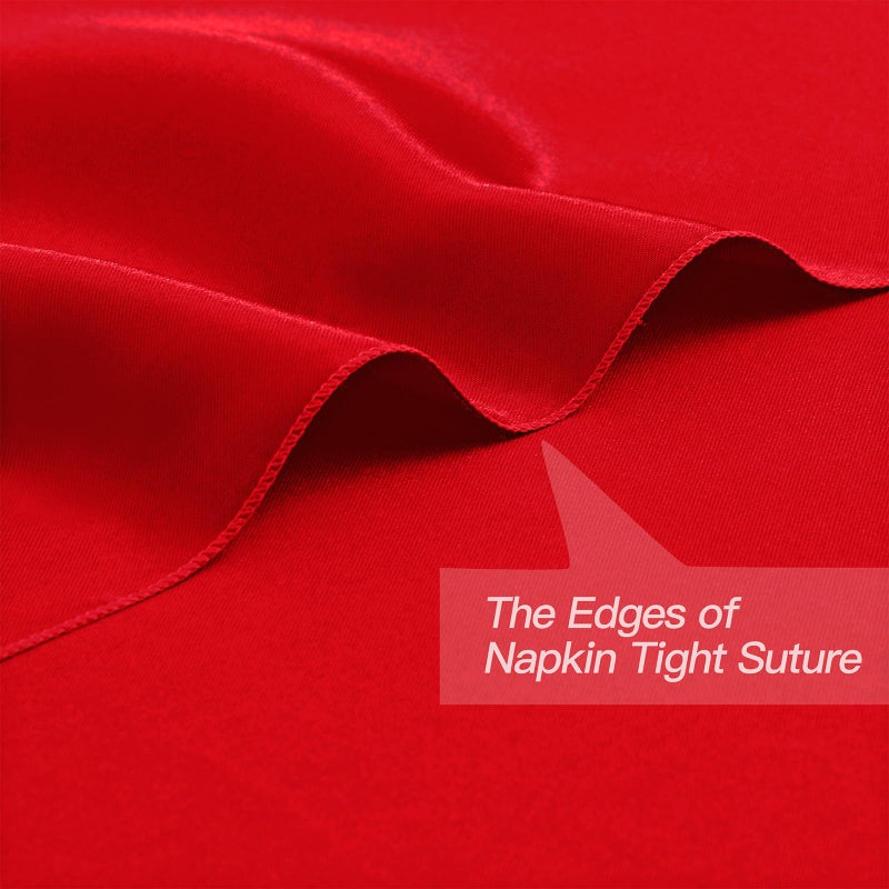 P Pothuiny 12 Pcs Silky Red Satin Napkins 17 X 17 Inches  Square Smooth Wedding Dinner Napkins Satin Cloth Napkins Table Napkins For Banquet Party Restaurant Decor  Thanksgiving  Christmas - Image 3