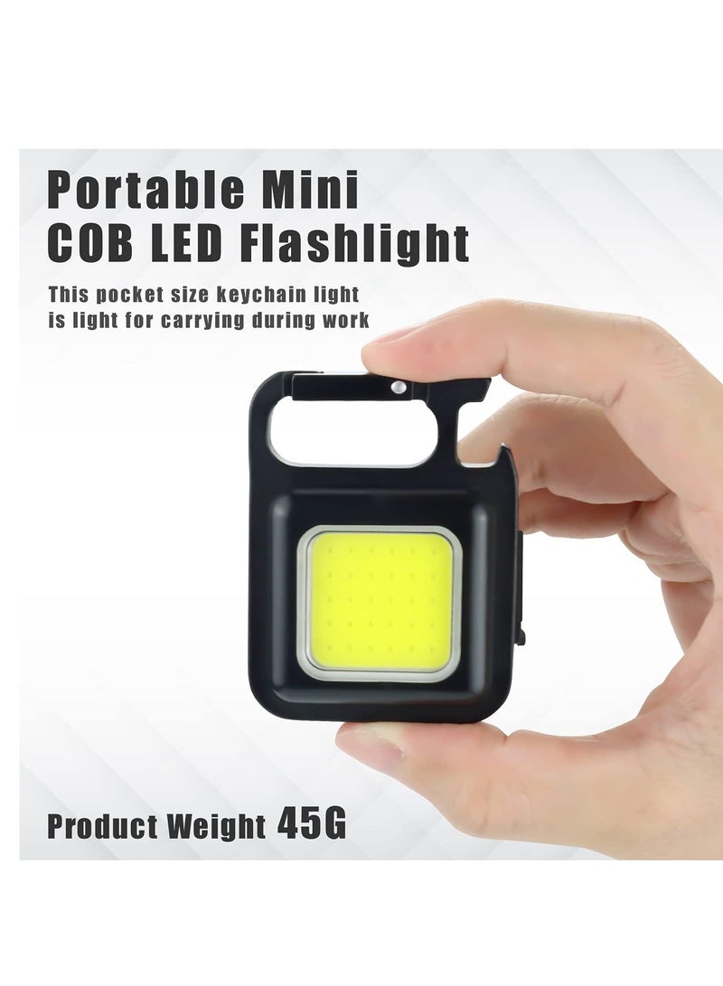 ELTRAZONE Pack of 2, COB LED Flood Rechargeable Keychain Light, Carabiner Pocket Size Emergency Mini LED Flashligh, Camping Light, Folding Bracket Bottle Opener, Strong Magnet Base - Image 3