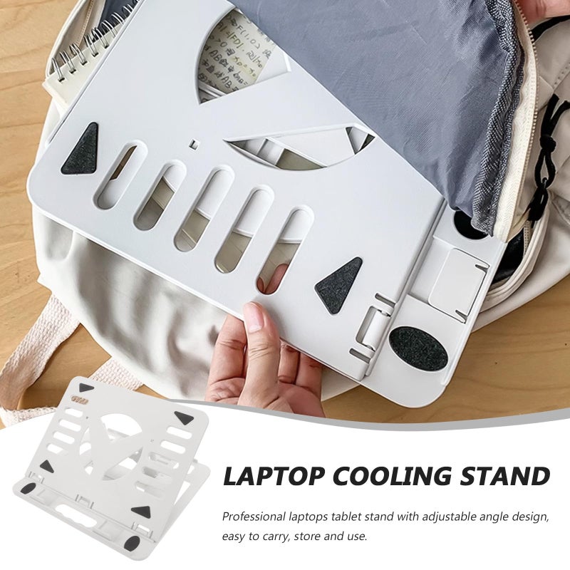 White Foldable Laptop Stand Adjustable Ergonomic Holder with Cooling Rack for Home Office Travel - Image 4