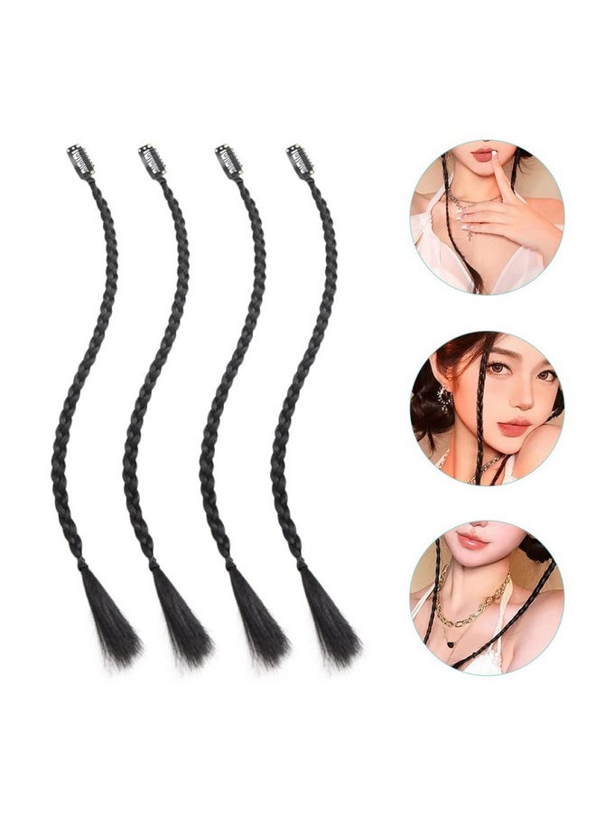 KALLORY - 4Pcs Extensions Braids Curtain Front For In Braided Side Baby Braid Long Clip Women Bang Hair Synthetic - Image 1