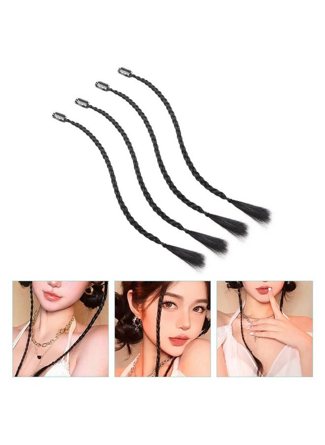 KALLORY - 4Pcs Extensions Braids Curtain Front For In Braided Side Baby Braid Long Clip Women Bang Hair Synthetic - Image 1