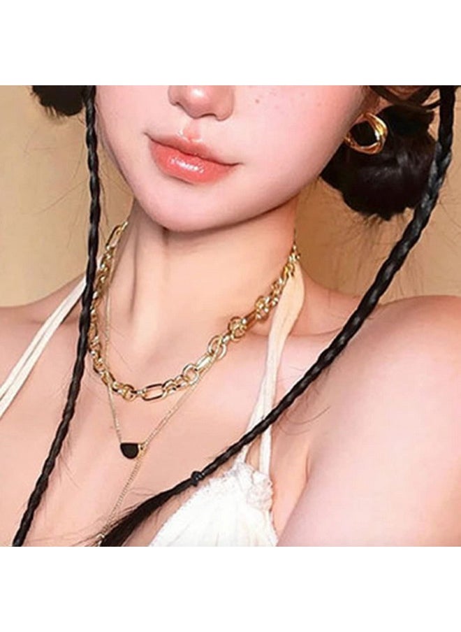 KALLORY - 4Pcs Extensions Braids Curtain Front For In Braided Side Baby Braid Long Clip Women Bang Hair Synthetic - Image 1