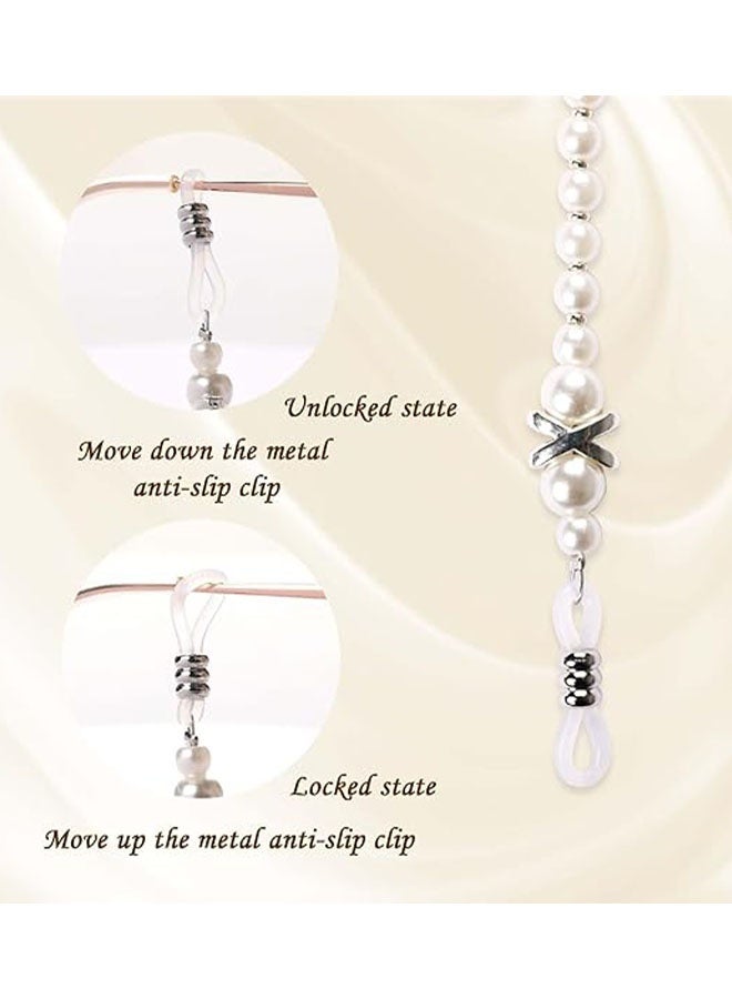 3 قطع من سلاسل النظارات اللؤلؤية للرجال والنساء، حامل حزام النظارات، حبل معلق للرقبة، إكسسوار النظارات (ذهبي وردي/وردي/أبيض) - Image 3