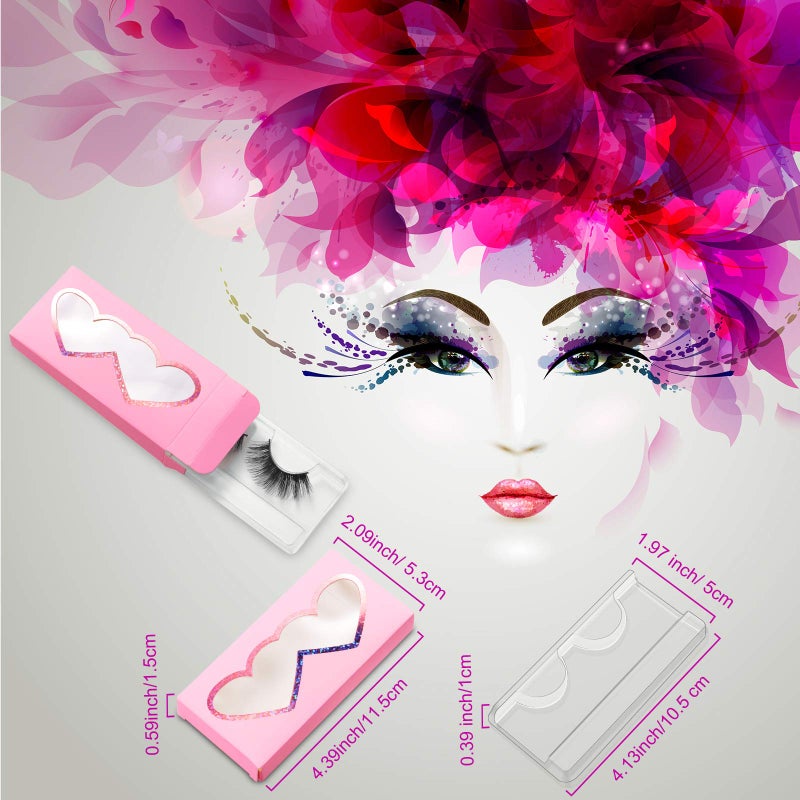 Maitys Maitys 60 Pieces Empty Eyelashes Packaging Box and Tray 30 Pieces Empty Eyelash Boxes Pink Lash Packaging Case with 30 Pieces Empty Eyelash Tray False Eyelashes Storage Container  - Image 2
