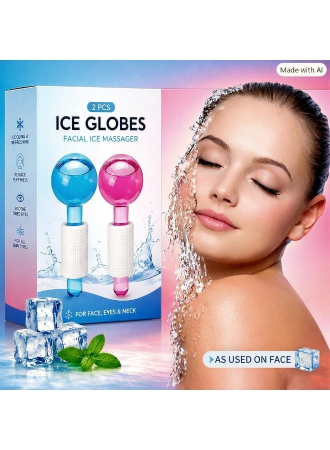 2 Pcs Ice Globes Facial Ice Massager for Face, Eyes & Neck, Reusable Cooling Face Roller for Skincare, Facial Massage & Beauty Care Tool - Image 1