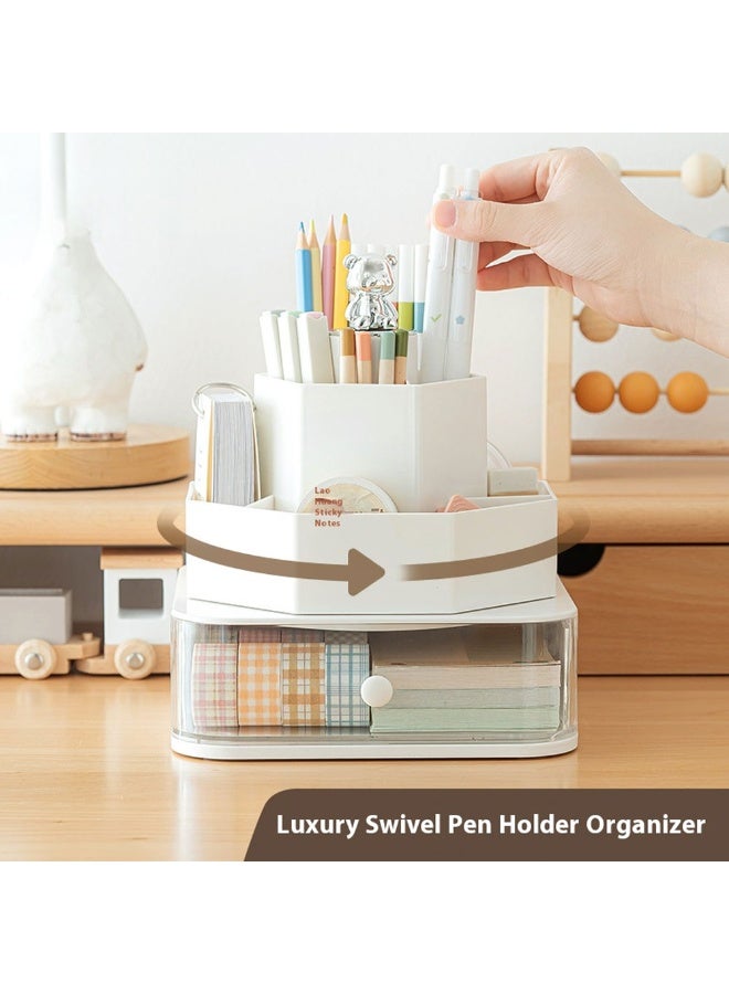 كيدل حامل أقلام دوّار للمكتب - 8 فتحات مع دوران 360 درجة، منظم لوازم القرطاسية بتصميم لطيف - مثالي للمكتب، المدرسة، أو المنزل - Image 3
