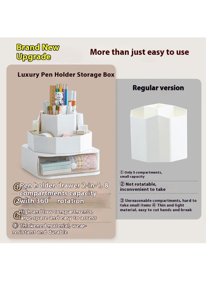 كيدل حامل أقلام دوّار للمكتب - 8 فتحات مع دوران 360 درجة، منظم لوازم القرطاسية بتصميم لطيف - مثالي للمكتب، المدرسة، أو المنزل - Image 4